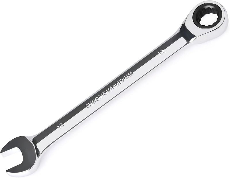 Egofine 12mm Ratcheting Combination Wrench Metric, Industrial Grade Gear Spanner with 12-Point Design, 72-Tooth Ratchet, Chrome Vanadium Steel - Image 1